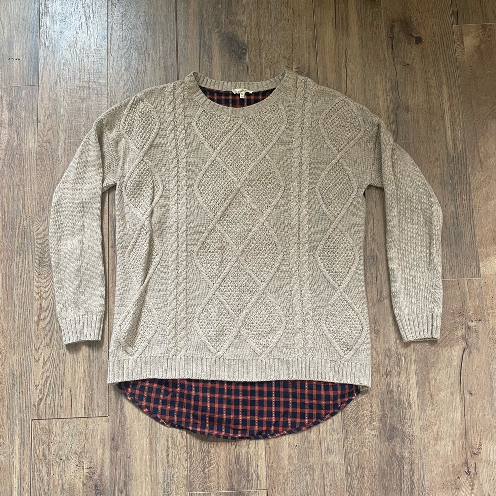 NWOT Sweater with flannel back